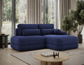 Coltar extensibil dreapta 3 locuri ELTAP, Ripeli, 217x175x96 cm, lemn/catifea din poliester, albastru inchis