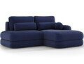 Coltar extensibil dreapta 3 locuri ELTAP, Ripeli, 217x175x96 cm, lemn/catifea din poliester, albastru inchis