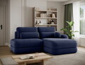 Coltar extensibil dreapta 3 locuri ELTAP, Ripeli, 217x175x96 cm, lemn/catifea din poliester, albastru inchis
