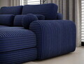 Coltar extensibil dreapta 3 locuri ELTAP, Ripeli, 217x175x96 cm, lemn/catifea din poliester, albastru inchis