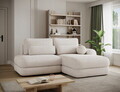 Coltar extensibil dreapta 3 locuri ELTAP, Ripeli, 217x175x96 cm, lemn/catifea din poliester, alb