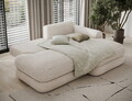 Coltar extensibil dreapta 3 locuri ELTAP, Ripeli, 217x175x96 cm, lemn/catifea din poliester, alb