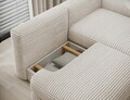 Coltar extensibil dreapta 3 locuri ELTAP, Ripeli, 217x175x96 cm, lemn/catifea din poliester, alb