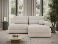 Coltar extensibil dreapta 3 locuri ELTAP, Ripeli, 217x175x96 cm, lemn/catifea din poliester, alb