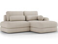 Coltar extensibil dreapta 3 locuri ELTAP, Ripeli, 217x175x96 cm, lemn/catifea din poliester, bej deschis