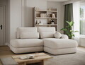 Coltar extensibil dreapta 3 locuri ELTAP, Ripeli, 217x175x96 cm, lemn/catifea din poliester, bej deschis