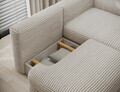 Coltar extensibil dreapta 3 locuri ELTAP, Ripeli, 217x175x96 cm, lemn/catifea din poliester, bej deschis