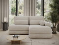Coltar extensibil dreapta 3 locuri ELTAP, Ripeli, 217x175x96 cm, lemn/catifea din poliester, bej deschis