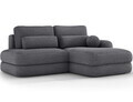 Coltar extensibil dreapta 3 locuri ELTAP, Ripeli, 217x175x96 cm, lemn/catifea din poliester, gri inchis