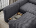 Coltar extensibil dreapta 3 locuri ELTAP, Ripeli, 217x175x96 cm, lemn/catifea din poliester, gri inchis