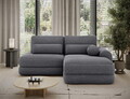 Coltar extensibil dreapta 3 locuri ELTAP, Ripeli, 217x175x96 cm, lemn/catifea din poliester, gri inchis