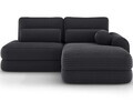 Coltar extensibil dreapta 3 locuri ELTAP, Ripeli, 217x175x96 cm, lemn/catifea din poliester, negru