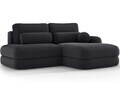 Coltar extensibil dreapta 3 locuri ELTAP, Ripeli, 217x175x96 cm, lemn/catifea din poliester, negru