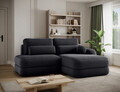 Coltar extensibil dreapta 3 locuri ELTAP, Ripeli, 217x175x96 cm, lemn/catifea din poliester, negru