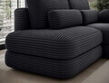 Coltar extensibil dreapta 3 locuri ELTAP, Ripeli, 217x175x96 cm, lemn/catifea din poliester, negru