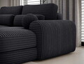 Coltar extensibil dreapta 3 locuri ELTAP, Ripeli, 217x175x96 cm, lemn/catifea din poliester, negru