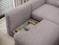 Coltar extensibil dreapta 3 locuri ELTAP, Ripeli, 217x175x96 cm, lemn/catifea din poliester, gri