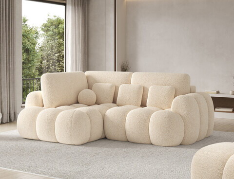 Coltar extensibil stanga 3 locuri ELTAP, Cozion, 267x165x105 cm, lemn/tesatura chenille, bej deschis
