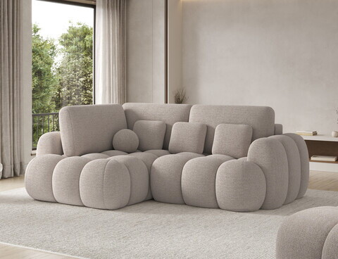 Coltar extensibil stanga 3 locuri ELTAP, Cozion, 267x165x105 cm, lemn/tesatura boucle, bej inchis