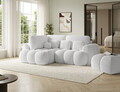 Coltar extensibil stanga 3 locuri ELTAP, Cozion, 267x165x105 cm, lemn/tesatura boucle, alb