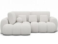 Coltar extensibil stanga 3 locuri ELTAP, Cozion, 267x165x105 cm, lemn/catifea din poliester, alb