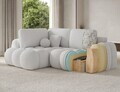 Coltar extensibil stanga 3 locuri ELTAP, Cozion, 267x165x105 cm, lemn/catifea din poliester, alb
