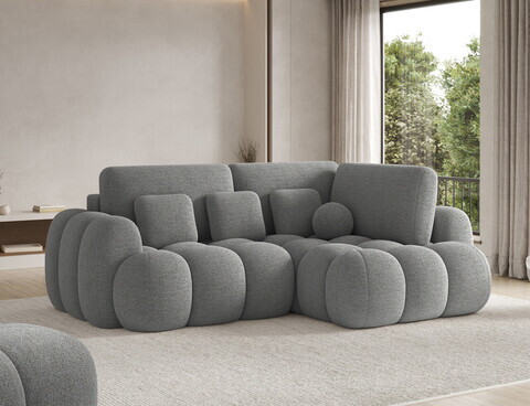 Coltar extensibil dreapta 3 locuri ELTAP, Cozion, 267x165x105 cm, lemn/tesatura boucle, gri inchis