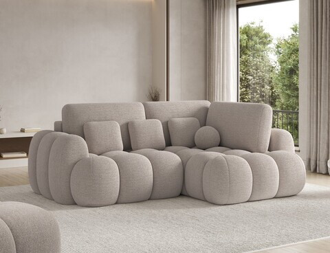 Coltar extensibil dreapta 3 locuri ELTAP, Cozion, 267x165x105 cm, lemn/tesatura boucle, bej inchis