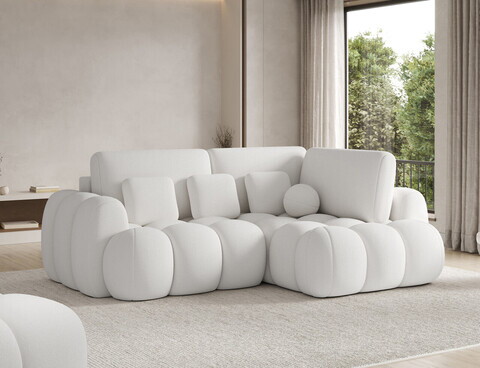 Coltar extensibil dreapta 3 locuri ELTAP, Cozion, 267x165x105 cm, lemn/catifea din poliester, alb