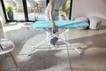 Masa de calcat, Leifheit, Air Board M Compact Plus, 120x38 cm, albastru/alb