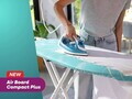 Masa de calcat, Leifheit, Air Board M Compact Plus, 120x38 cm, albastru/alb