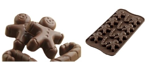 Gyömbéres szilikon sütőforma, Silikomart Easy Choco, 12 forma, 4,3 x 3,5 cm