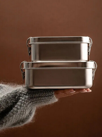 Set 2 cutii pentru pranz Ontario, Homla, 550 ml/850 ml, inox 304, argintiu