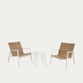 Set 2 scaune si masuta pentru gradina / terasa Trad, Homla, 74x64x78 cm / 45x41.5 cm, otel/technorattan, bej/alb