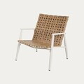 Set 2 scaune si masuta pentru gradina / terasa Trad, Homla, 74x64x78 cm / 45x41.5 cm, otel/technorattan, bej/alb