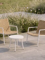 Set 2 scaune si masuta pentru gradina / terasa Trad, Homla, 74x64x78 cm / 45x41.5 cm, otel/technorattan, bej/alb