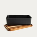 Cutie pentru paine Noris, Homla, 40x24x13 cm, plastic/lemn, negru/natur
