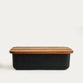 Cutie pentru paine Noris, Homla, 40x24x13 cm, plastic/lemn, negru/natur