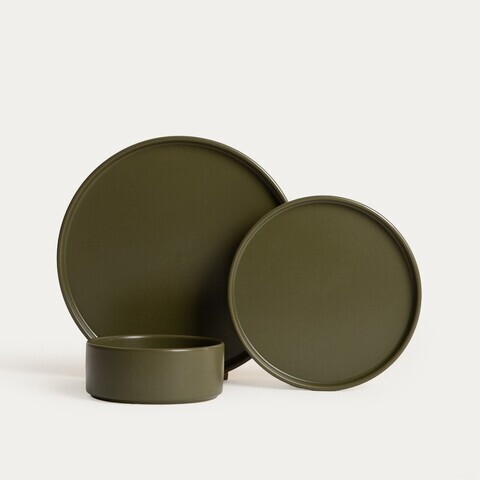 Serviciu de masa 18 piese Famelio, Homla, ceramica, verde
