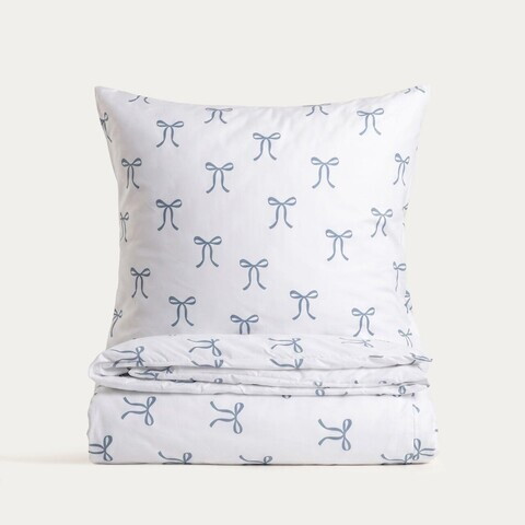 Lenjerie de pat King Size, EC Vivienne, Homla, 200x220 cm, 3 piese, microfibra din poliester, alb/albastru