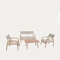 Set mobilier de gradina 4 piese Calmora, Homla, 118.5x70.5x83 cm / 95x50 cm, otel/poliester, bej/maro