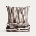 Lenjerie de pat King Size, Lino, Homla, 200x220 cm, 3 piese, microfibra din poliester, bej/negru