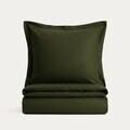 Lenjerie de pat dubla Milo, Homla, 160x200 cm, 3 piese, bumbac satinat, verde olive