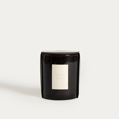 Lumanare parfumata Urban Leather, Midnight Jasmine, Homla, 380 g, ceara de soia, negru