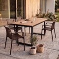 Set 4 scaune pentru terasa/gradina Valoro, Homla, 54.50x58.50x81 cm, plastic, maro