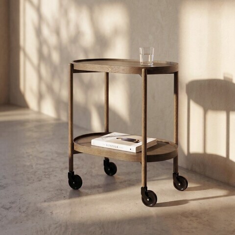 Masuta laterala Oakly, Homla, 60x35x65 cm, MDF/lemn/plastic, maro inchis