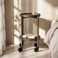 Masuta laterala Oakly, Homla, 35x65 cm, MDF/lemn/plastic, maro inchis