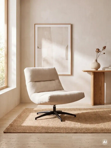 Fotoliu rotativ Volero, Homla, 93.5x77x88.5 cm, metal/poliester, bej deschis