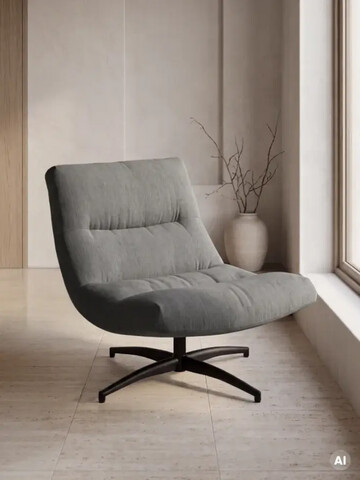 Fotoliu rotativ Volero, Homla, 93.5x77x88.5 cm, metal/poliester, gri inchis
