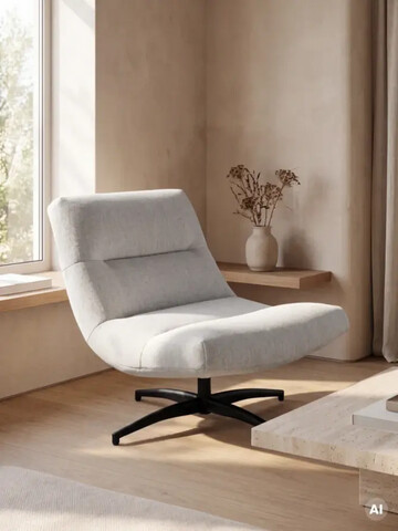 Fotoliu rotativ Volero, Homla, 93.5x77x88.5 cm, metal/poliester, bej